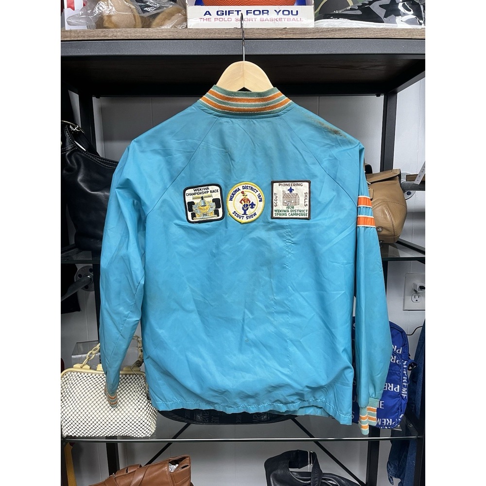 Vintage 1970s Sears Miami Dolphins Multi Patch Snap Coach Jacket Youth L/Men's S - Picture 13 of 13